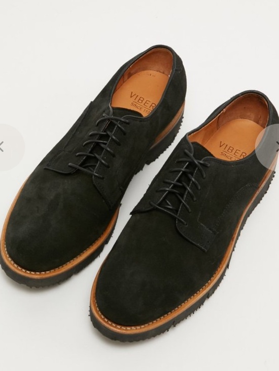 Viberg Derby Calf Suede Shoe Black Size 8.5 US 7.5 Brand Luxury Handmade main image 4
